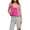 Free People Stevie Lace Accent Cotton Camisole In Pink