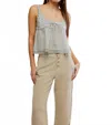Free People Stevie Lace Accent Cotton Camisole In Blue