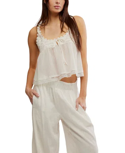 FREE PEOPLE STEVIE LACE TANK TOP IN IVORY