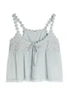 Free People Stevie Lace Accent Cotton Camisole In Gray