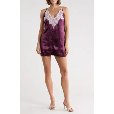 Free People Still The One Lace Trim Satin Minidress In Purple