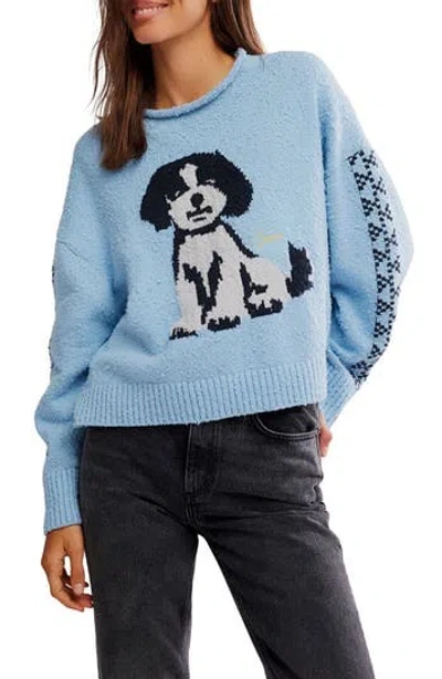 Free People Story Book Cotton Blend Sweater In Blue