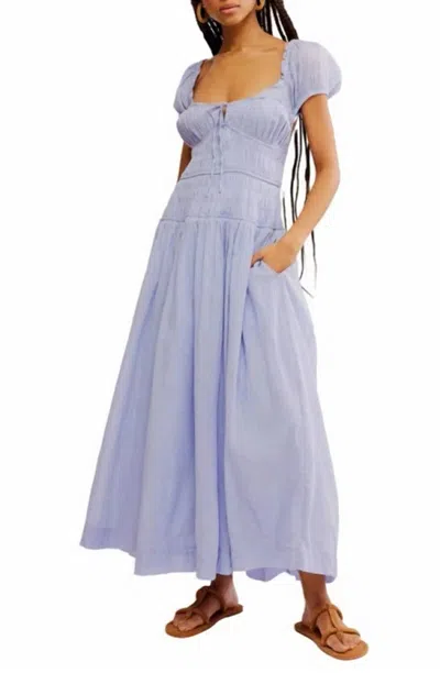 Free People Strappy Back Cotton Maxi Dress In Blue Heron