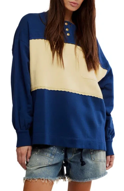 Free People Strawberry Colorblock Sweatshirt In Blue