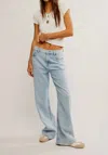 Free People Stride Straight 'n Wide Jeans In Roam Free In Blue