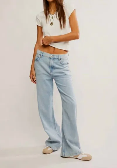 Free People Stride Straight 'n Wide Jeans In Roam Free In Blue