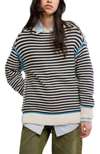 Free People Stripe Cotton Sweater In Multi