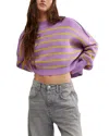 FREE PEOPLE STRIPE EASY STREET CROP SWEATER