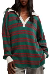 Free People Stripe Long Sleeve Stretch Cotton Waffle Knit Tunic Top