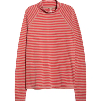 Free People Stripe Raglan Sleeve Cotton Top In Multi