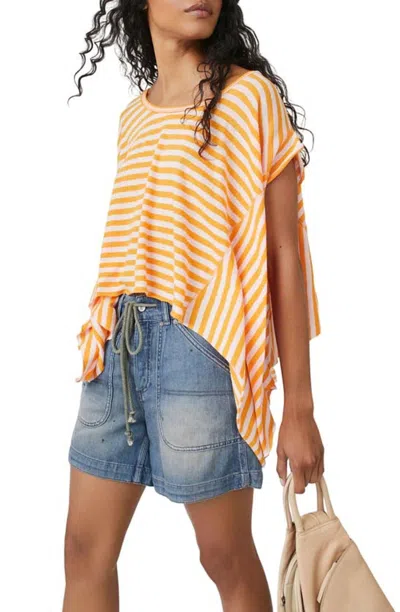 Free People Striped Angel Tee In Pink Vitamin In Multi