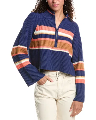 Free People Striped Greta 1/2-zip Pullover