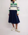 Free People Striped Greta Half Zip Sweater In Sugar Swirl Combo In Multicoloured