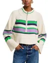 Free People Striped Greta Half Zip Sweater In Sugar Swirl Combo In Sugar Swirl