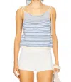Free People Claire Stripe Knit Crop Camisole In Blue