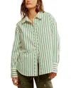 Free People Varsity Vibes Stripe Oversize Cotton Button-up Shirt