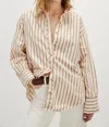 Shop Free People Striped Varsity Vibes Shirt In Ivory Combo