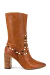 Free People Studded Dakota Heel Boot In Rum In Multi