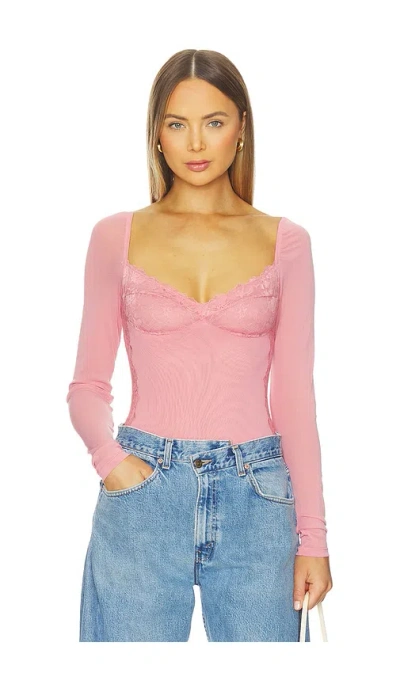 Free People Suddenly Fine Bodysuit In Pink
