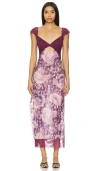Free People Suddenly Fine Floral Print Cutout Lace Trim Nightgown In Amaranth Combo