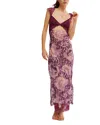 Free People Suddenly Fine Floral Print Cutout Lace Trim Nightgown In Amaranth