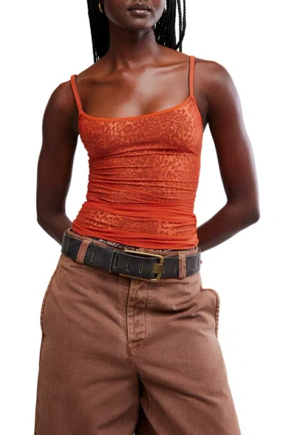 Free People Sugar And Spice Animal Print Camisole In Orange