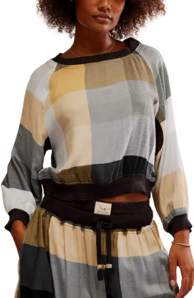 Free People Sugar Cookie Flannel Pajama Sweatshirt In Neutral Combo