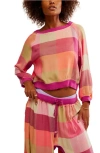 Free People Sugar Cookie Flannel Pajama Sweatshirt In Pink