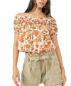 FREE PEOPLE SUKI FLORAL OFF THE SHOULDER TOP IN IVORY COMBO