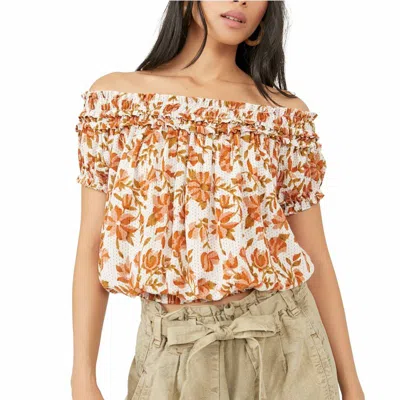 Free People Suki Floral Off The Shoulder Top In White