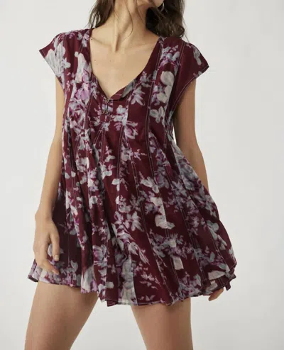 Free People Sully Dress In Raisin Combo In Red