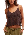 FREE PEOPLE SUMMER BREEZE OPEN KNIT CROPPED LINEN TOP