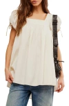 Free People Summer Camp Puff Sleeve Swing Top In Optic White