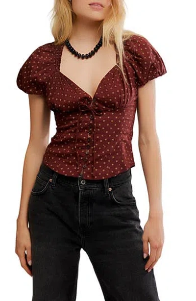 Free People Summer Floral Print Shirt In Brown