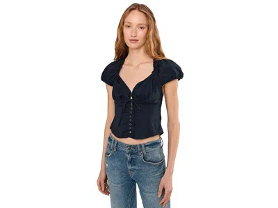 Free People Summer Short Sleeve Blouse In Blue