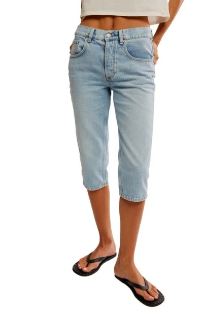 Free People Sun City High Waist Capri Jeans In Pale Indigo