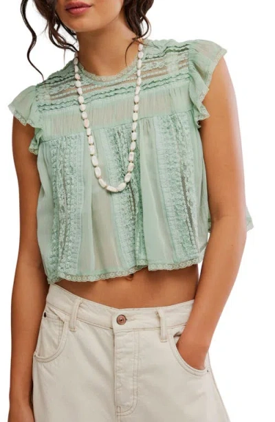 Free People Sun Drenched Blouse In Lightgreen In Blue