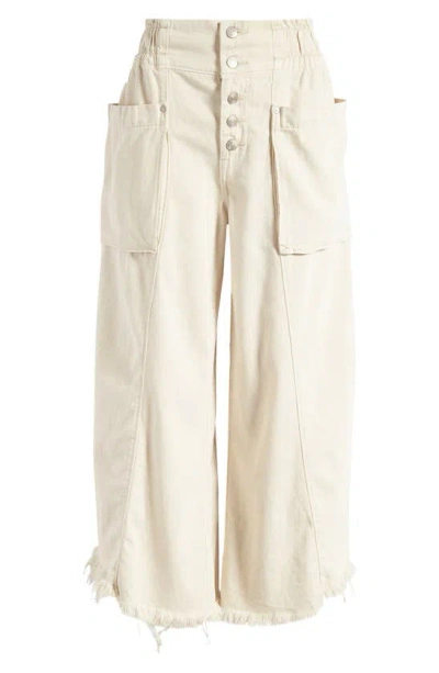 Free People Sun Setter Wide Leg Jeans In Natural Cotton