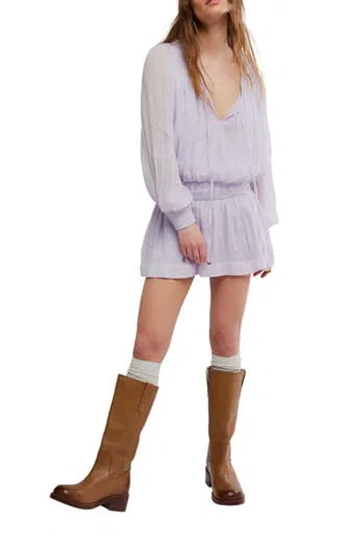 Free People Sunbeam Long Sleeve Cotton Blend Minidress In Purple