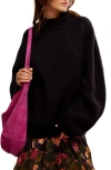 Free People Sunbeam Oversize Turtleneck Sweater In Black
