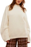 Free People Sunbeam Oversize Turtleneck Sweater In White