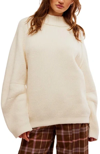Free People Sunbeam Oversize Turtleneck Sweater In White