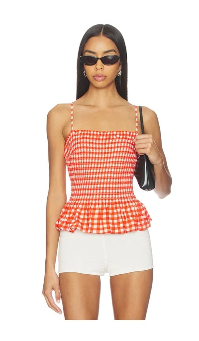 Free People Sundance Gingham Peplum Tank In Red