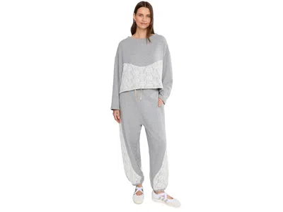 Free People Sunday Best Lace-trim Pajama Lounge Set In Gray