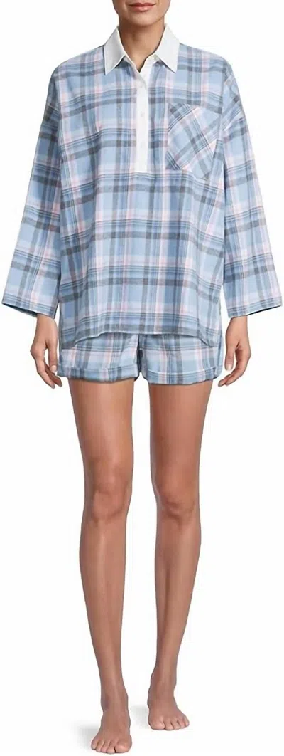 Free People Sunday Morning Sleep Shirt In Pale Blue Combo In Multi