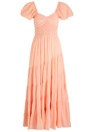 Free People Sundrenched Cotton Maxi Dress In Peach | ModeSens