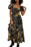 Free People Sundrenched Floral Tiered Maxi Sundress In Blue