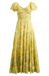 Free People Sundrenched Floral Tiered Maxi Sundress In Yellow Combo