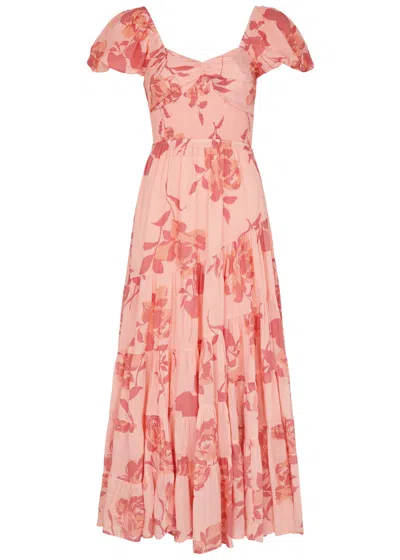 Free People Sundrenched Printed Cotton Maxi Dress In Pink