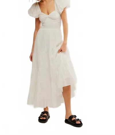 Free People Sundrenched Short Sleeve Maxi Dress In Whisper White In Multi